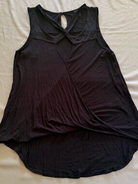 Lilian Women's Open Front Twist Tank Top High/Low Black 3XL New w/out Tags